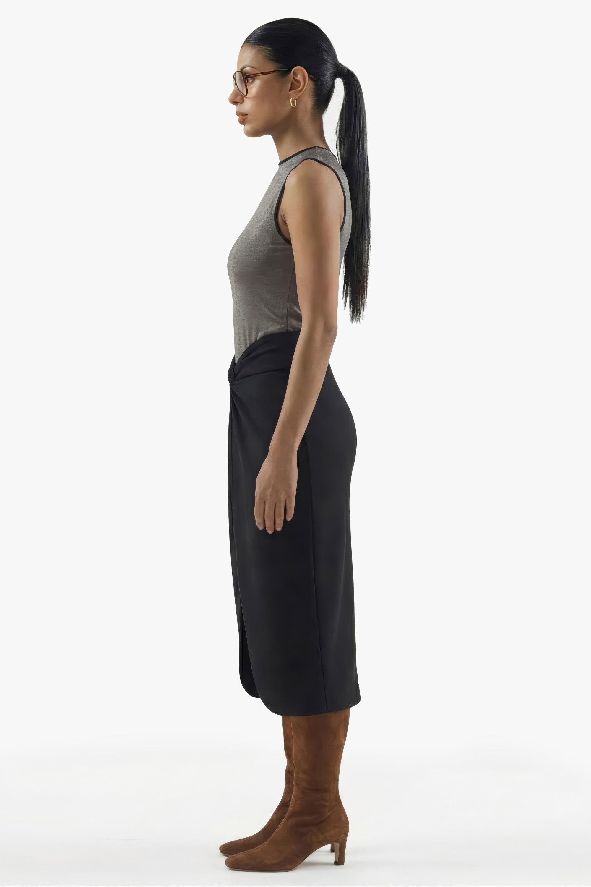 Column Skirt side view — luxury EMF shielding clothing by Emfique
