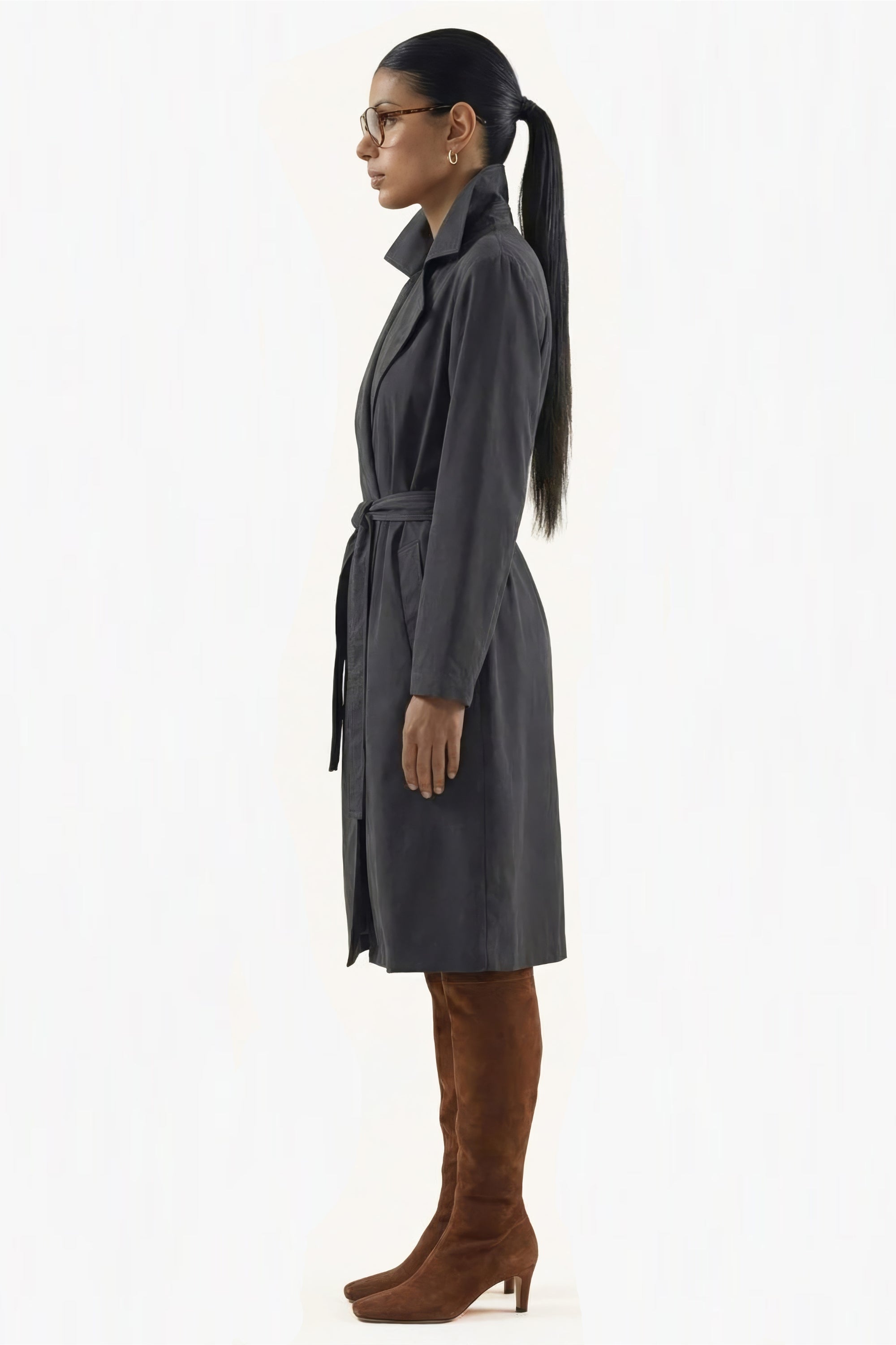Emfique Essential Trench Coat — TENCEL and silver mesh EMF protective layer for women