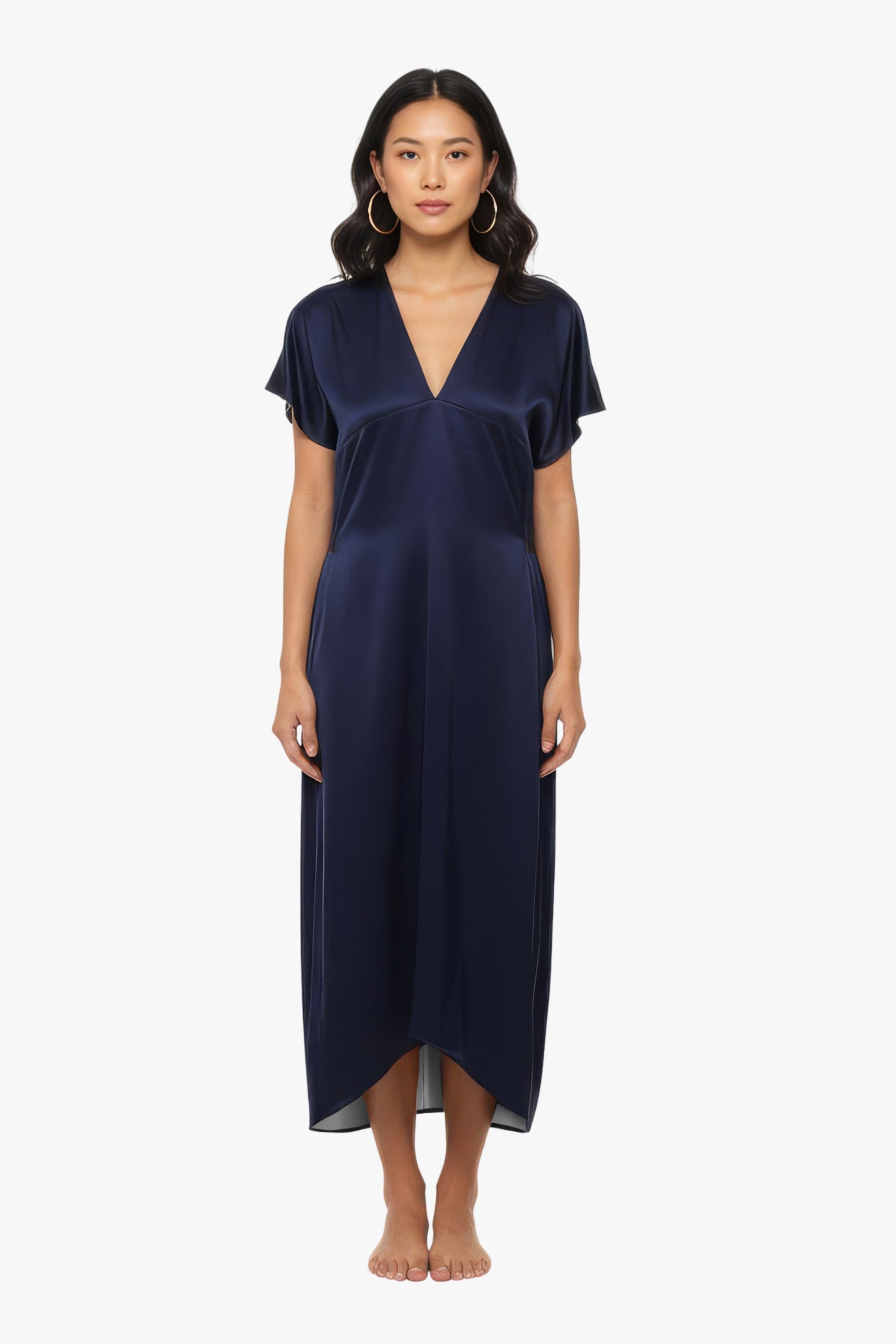 Emfique Silk Kaftan Shift — EMF protective silk dress with silver fiber shielding