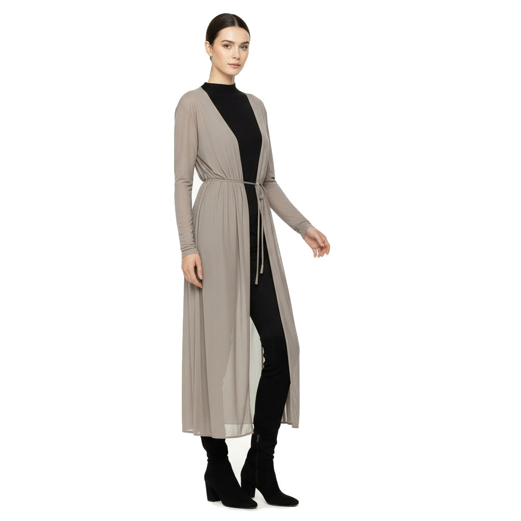 Silver Sheer Mesh Long Cover Up: EMF Shielding