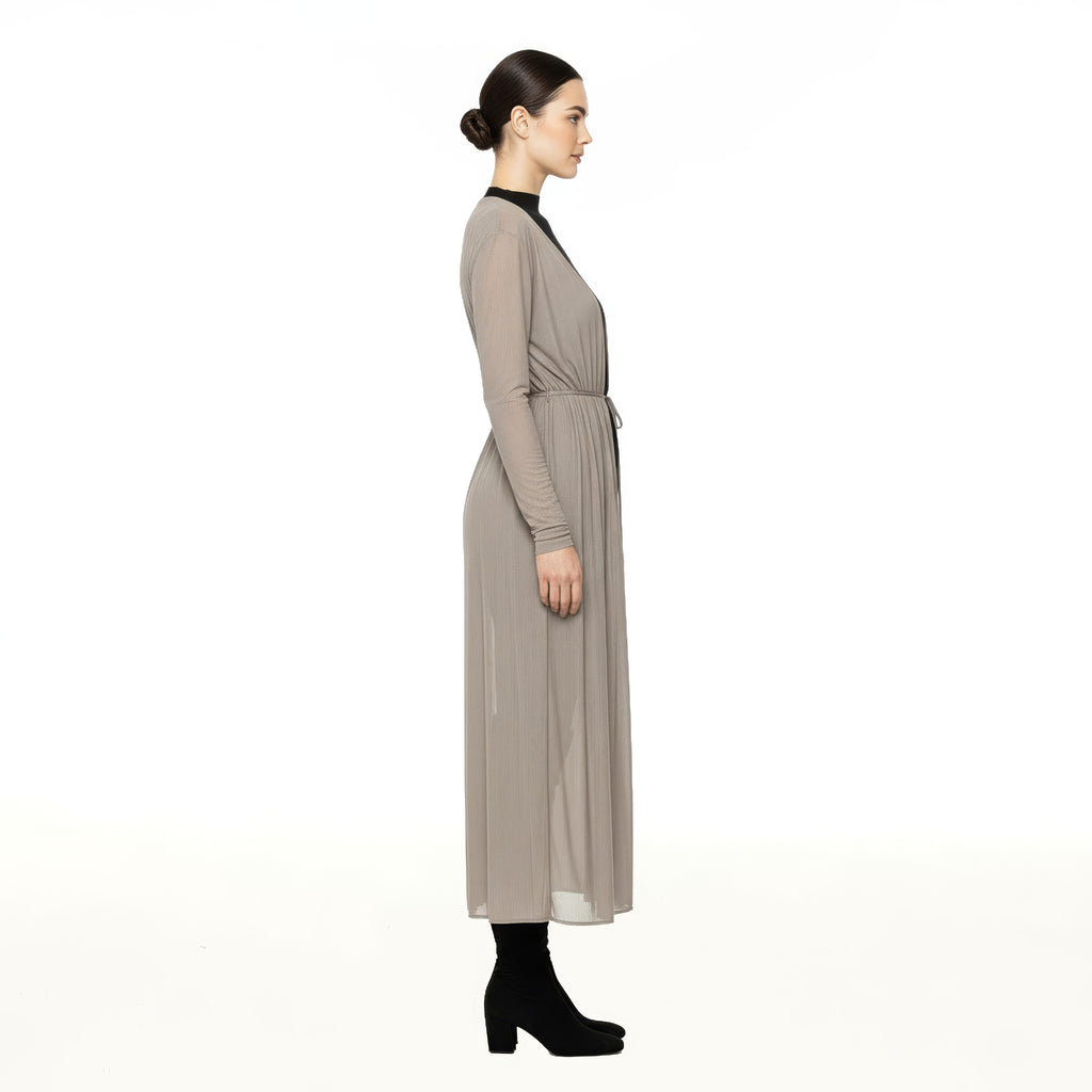 Silver Sheer Mesh Long Cover Up: EMF Shielding