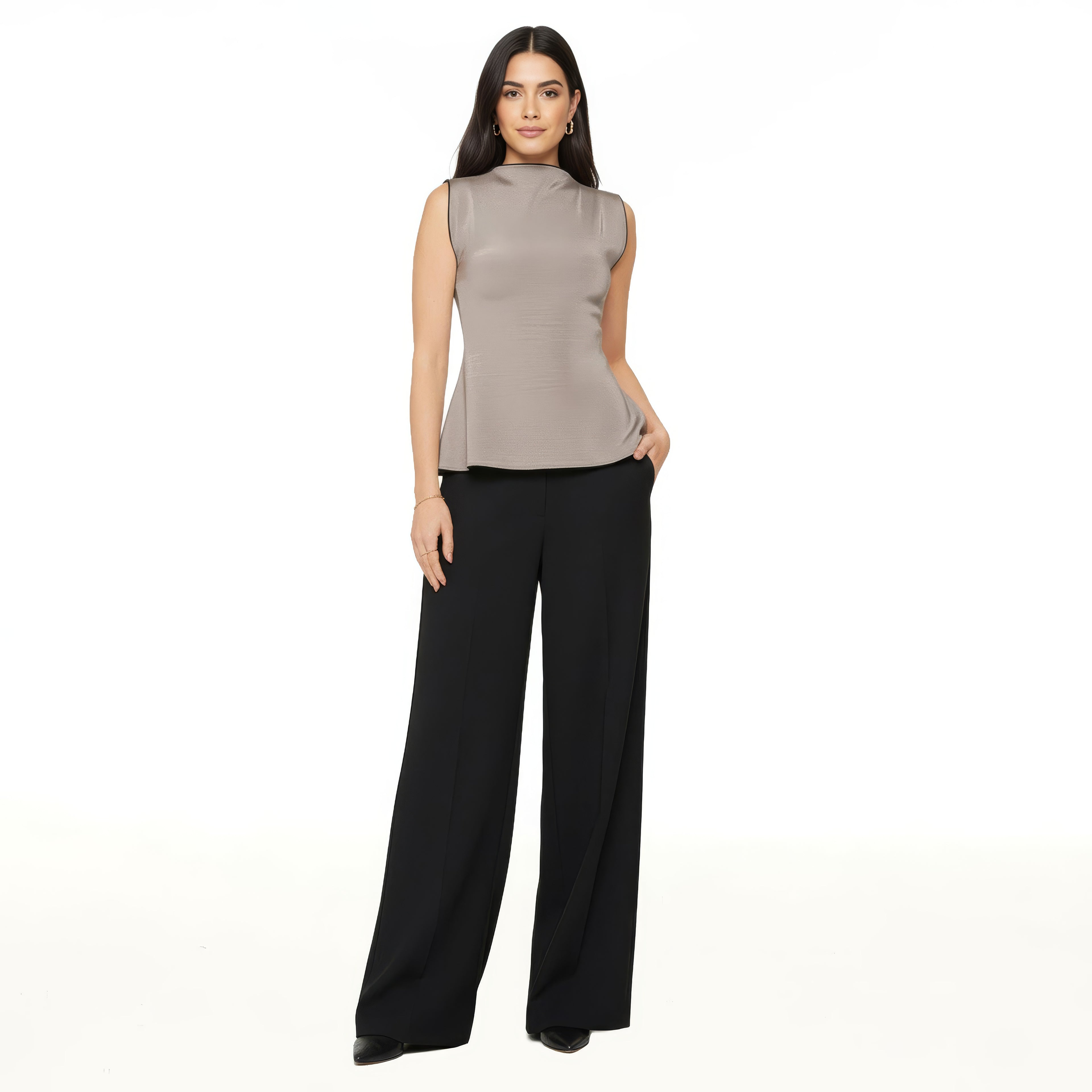 High Neck Peplum Stretch Tank: Reversible & EMF Shielding