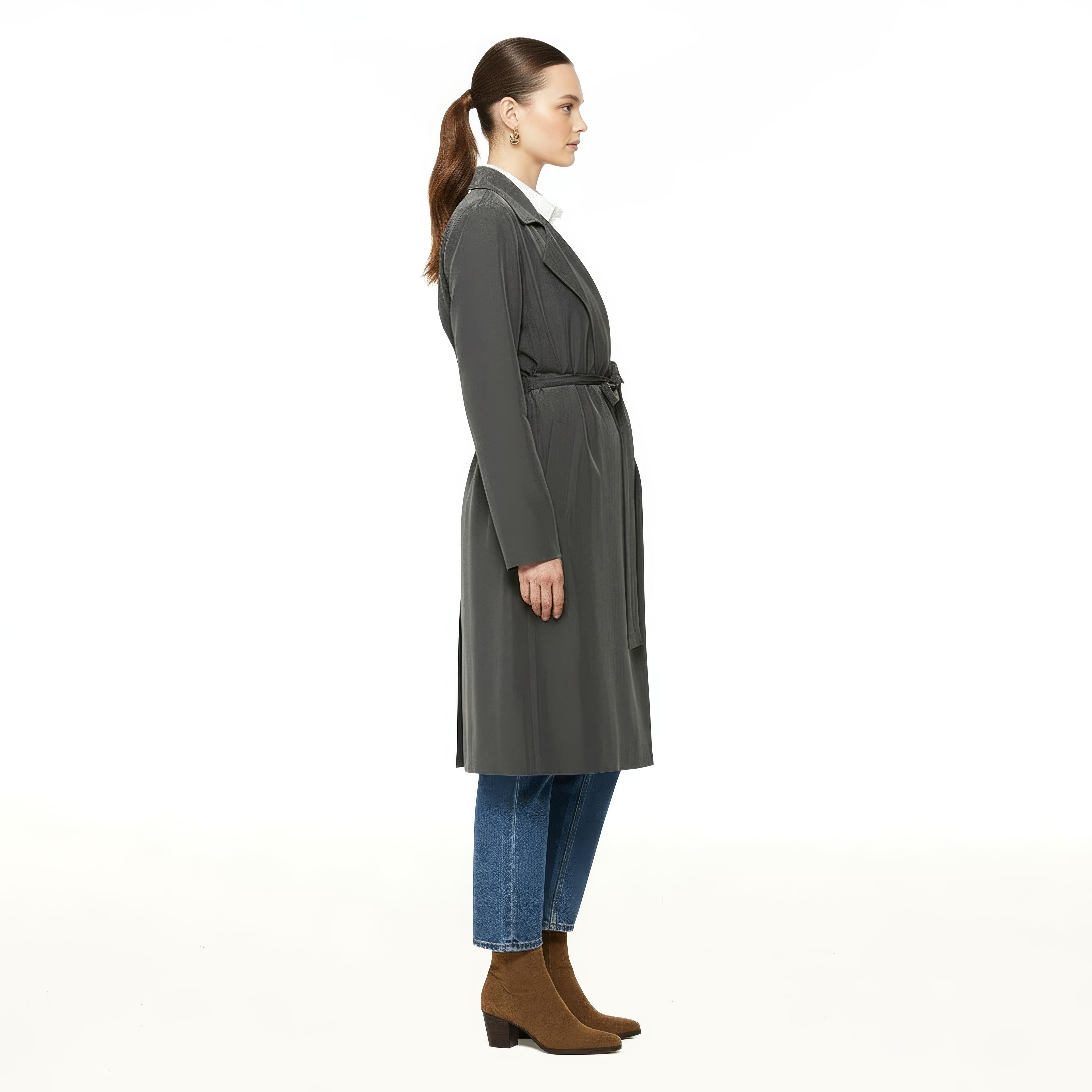 Trench Coat - Sandwashed & Silver Lined: EMF Shielding