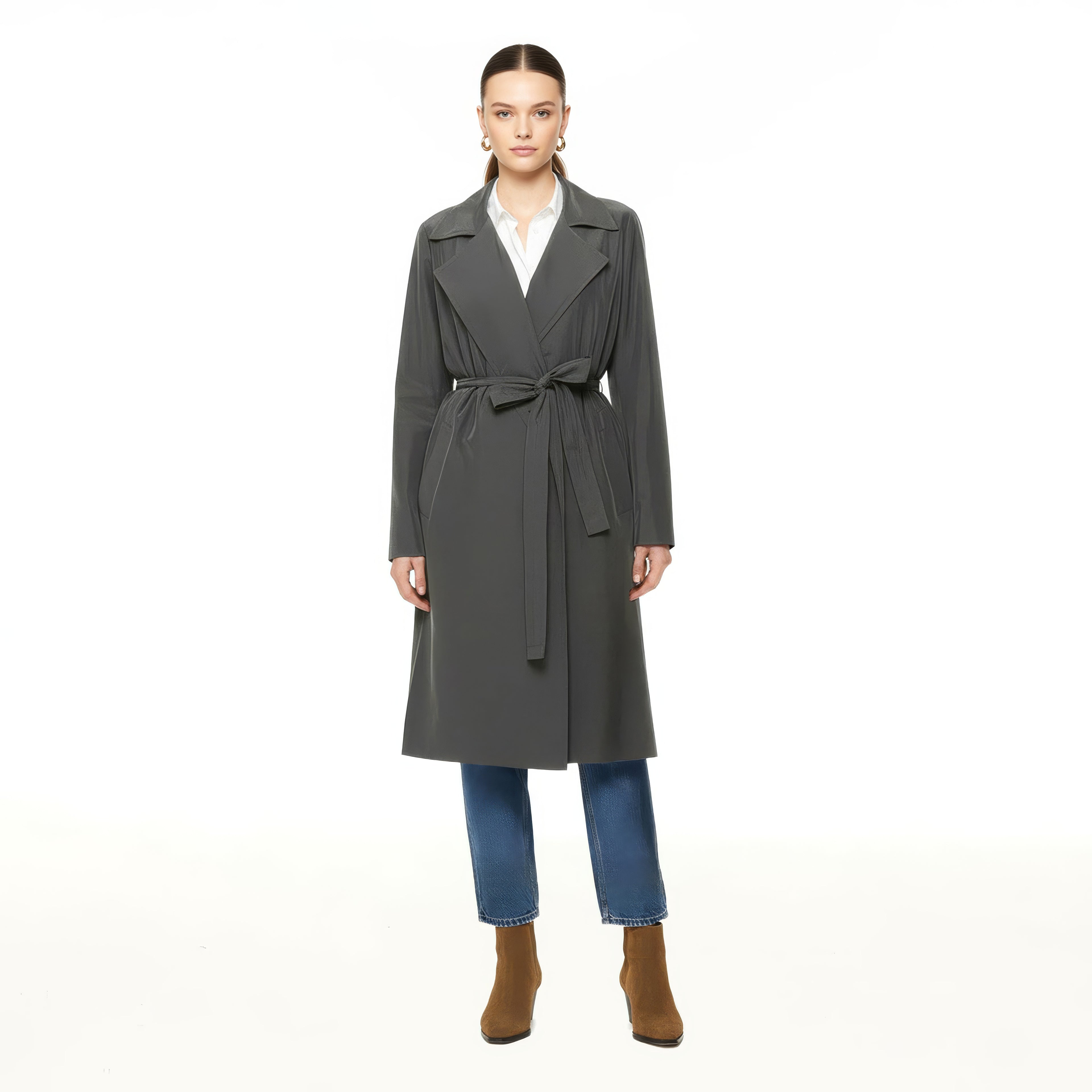 Trench Coat - Sandwashed & Silver Lined: EMF Shielding