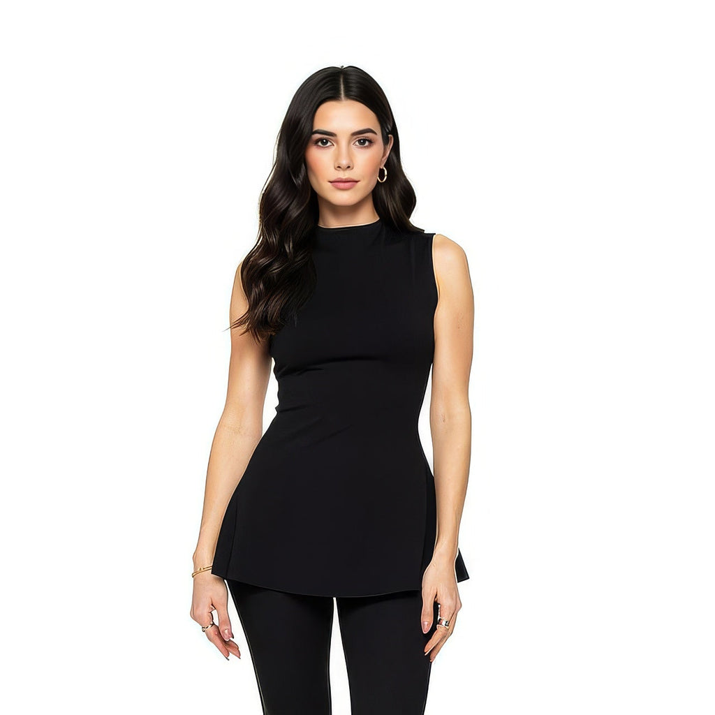 High Neck Peplum Stretch Tank: Reversible & EMF Shielding